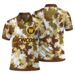 Western Michigan Broncos Polo Shirt Personalized Pixel Camo Brown Best Selling