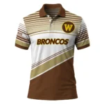 Western Michigan Broncos Polo Shirt Personalized Slanted Stripes Brown White Best Selling