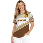 Western Michigan Broncos Polo Shirt Personalized Slanted Stripes Brown White Best Selling