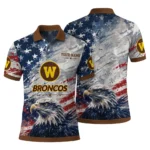 Western Michigan Broncos Polo Shirt Personalized Star Brushstrokes Brown Blue Best Selling