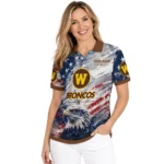 Western Michigan Broncos Polo Shirt Personalized Star Brushstrokes Brown Blue Best Selling