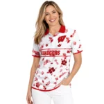 Wisconsin Badgers Polo Shirt Custom Floral Pinstripe Red White Best Selling