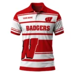 Wisconsin Badgers Polo Shirt Custom Horizontal Blocks Red Best Selling