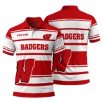 Wisconsin Badgers Polo Shirt Custom Horizontal Blocks Red Best Selling