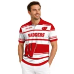 Wisconsin Badgers Polo Shirt Custom Horizontal Blocks Red Best Selling