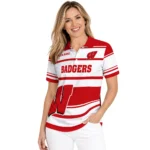 Wisconsin Badgers Polo Shirt Custom Horizontal Blocks Red Best Selling