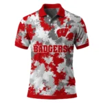 Wisconsin Badgers Polo Shirt Custom Pixel Camo Red Best Selling