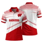 Wisconsin Badgers Polo Shirt Custom Slanted Stripes Red White Best Selling