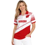 Wisconsin Badgers Polo Shirt Custom Slanted Stripes Red White Best Selling
