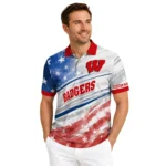 Wisconsin Badgers Polo Shirt Custom Star Stripes Red Blue Best Selling