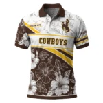 Wyoming Cowboys Polo Shirt Custom Floral Angles Brown White Best Selling