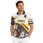 Wyoming Cowboys Polo Shirt Custom Floral Angles Brown White Best Selling