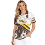Wyoming Cowboys Polo Shirt Custom Floral Angles Brown White Best Selling