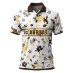 Wyoming Cowboys Polo Shirt Custom Floral Pinstripe Brown White Best Selling