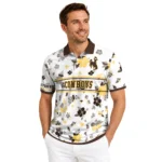 Wyoming Cowboys Polo Shirt Custom Floral Pinstripe Brown White Best Selling
