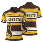 Wyoming Cowboys Polo Shirt Custom Horizontal Blocks Brown Best Selling
