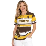 Wyoming Cowboys Polo Shirt Custom Horizontal Blocks Brown Best Selling