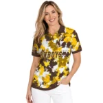 Wyoming Cowboys Polo Shirt Custom Pixel Camo Brown Best Selling