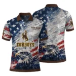 Wyoming Cowboys Polo Shirt Custom Star Brushstrokes Brown Blue Best Selling