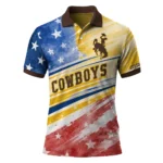 Wyoming Cowboys Polo Shirt Custom Star Stripes Red Blue Best Selling