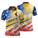 Wyoming Cowboys Polo Shirt Custom Star Stripes Red Blue Best Selling