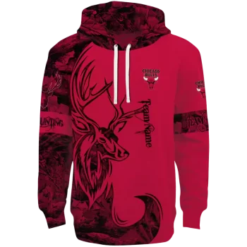 Chicago Bulls Hoodie - Red with Custom Deer Silhouette Design