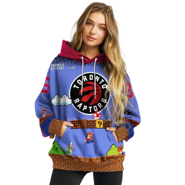 Mario Toronto Raptors Toronto Raptors Custom Mario Blue & Black Hoodie – Stylish NBA Gear