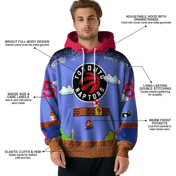 Mario Toronto Raptors Toronto Raptors Custom Mario Blue & Black Hoodie – Stylish NBA Gear