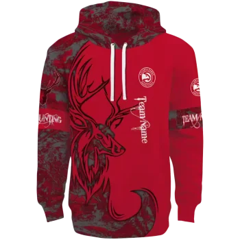 Atlanta Hawks Hoodie - Red with Custom Deer Silhouette Design