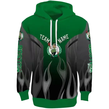 Boston Celtics Hoodie - Green with Custom Flame Design