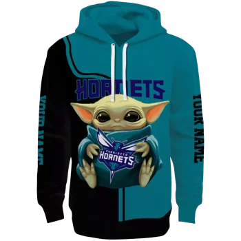 Charlotte Hornets Hoodie - Custom Baby Yoda Teal
