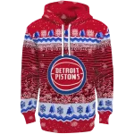 Detroit Pistons Hoodie - Red Christmas Tree Logo Sweatshirt