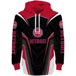 Detroit Pistons Hoodie - Red Black with Futuristic Pattern