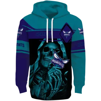 Charlotte Hornets Hoodie - Custom Grim Reaper Teal