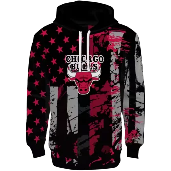 Chicago Bulls Hoodie - Custom Distressed - Red & Black Flag Design