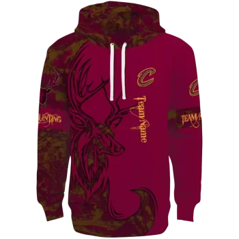 Cleveland Cavaliers Hoodie - Custom Deer Silhouette Wine