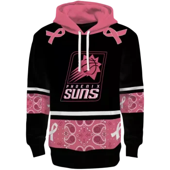 Phoenix Suns Hoodie - Black Pink with Awareness Ribbon Design