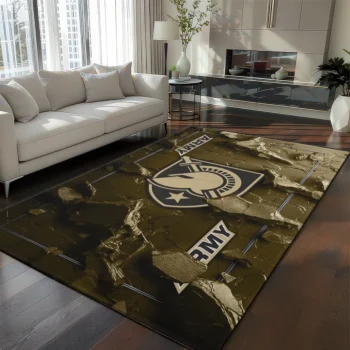 Army Black Knights Rug - Cracked Surface Design Gold