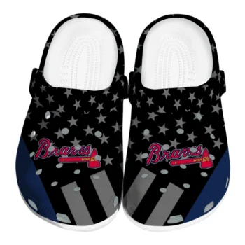 Atlanta Braves Clogs - Stellar Stripes Theme Navy Black