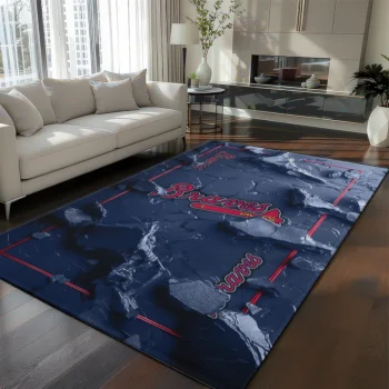 Atlanta Braves Rug - Cracked Surface Design Navy