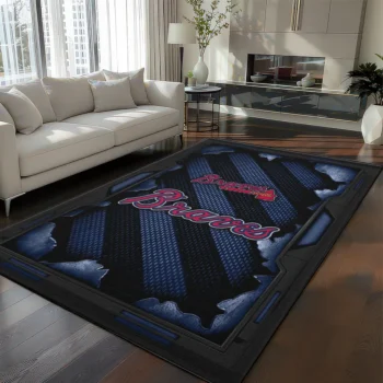 Atlanta Braves Rug - Torn Mesh Navy