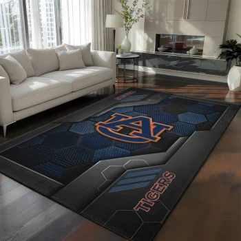 Auburn Tigers Rug - Hexagonal Grid Pattern Navy Blue