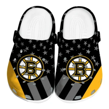Boston Bruins Clogs - Stellar Stripes Theme Gold Black