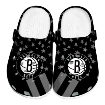 Brooklyn Nets Clogs - Stellar Stripes Theme Black