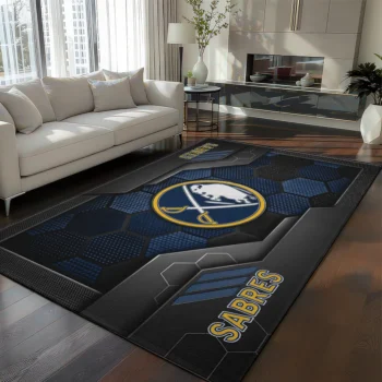 Buffalo Sabres Rug - Hexagonal Grid Pattern Navy Blue