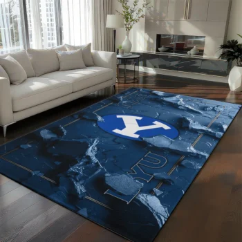 BYU Cougars Rug - Cracked Surface Design Blue