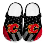 Calgary Flames Clogs - Stellar Stripes Theme Red Black