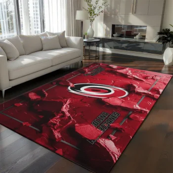 Carolina Hurricanes Rug - Cracked Surface Design Red