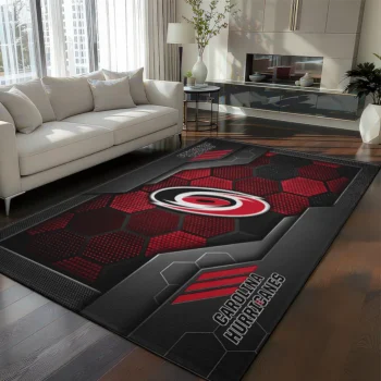 Carolina Hurricanes Rug - Hexagonal Grid Pattern Red