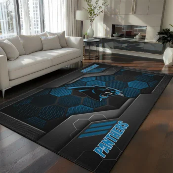 Carolina Panthers Rug - Hexagonal Grid Pattern Blue